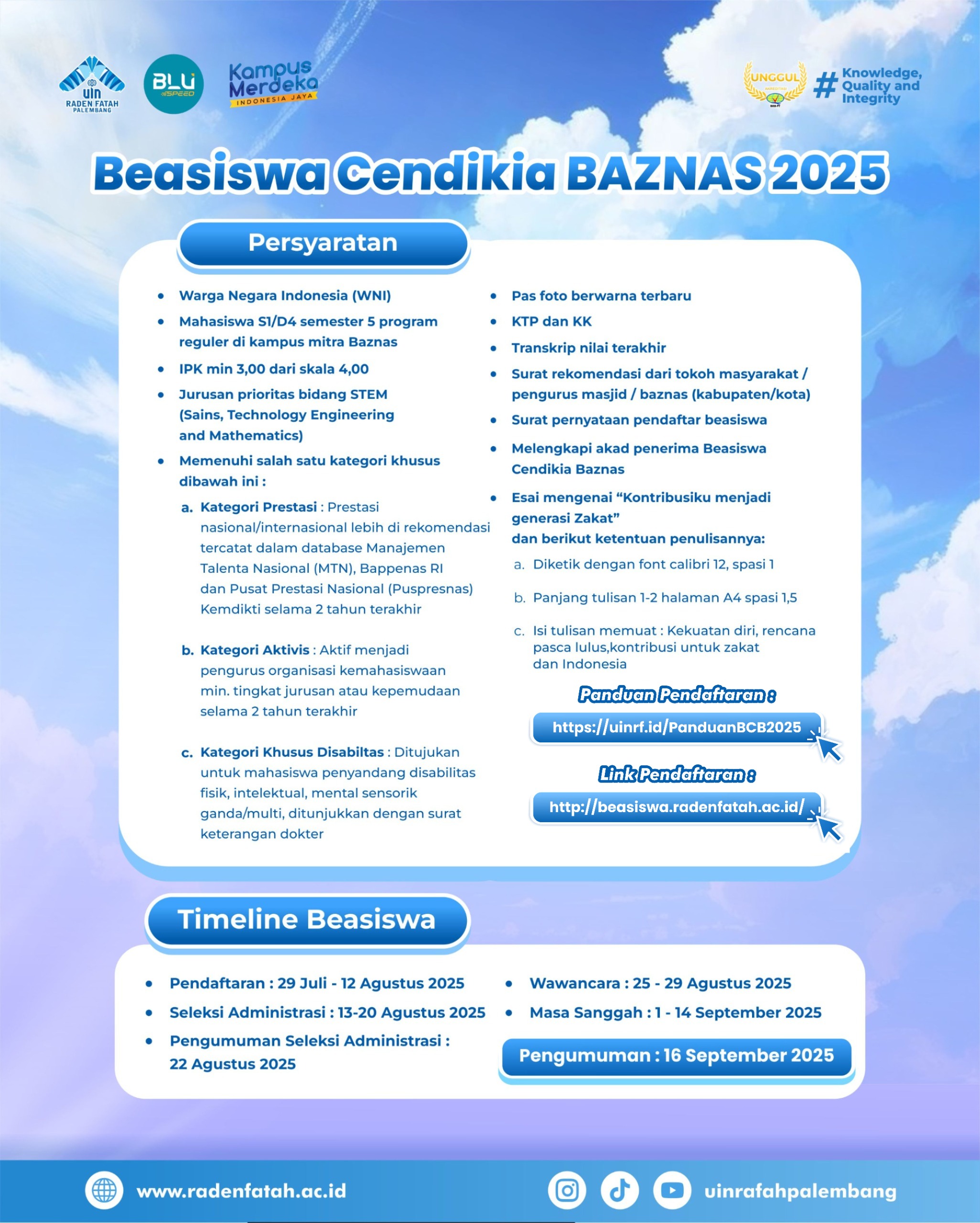 Beasiswa Cendikia BAZNAZ 2025